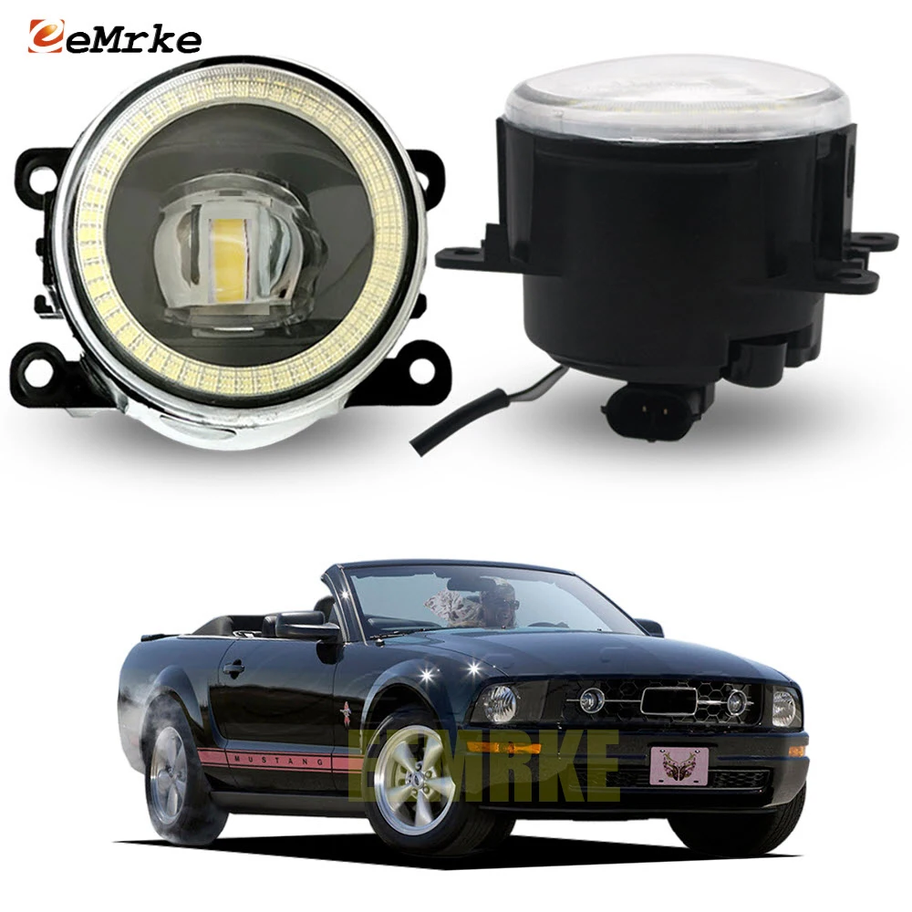 Upgrade Led Fog Lights with Clear Lens for  Ford Mustang Pony Package mk5 2006 Angel Eyes DRL Car PTF 30W Daytime Running Lamp