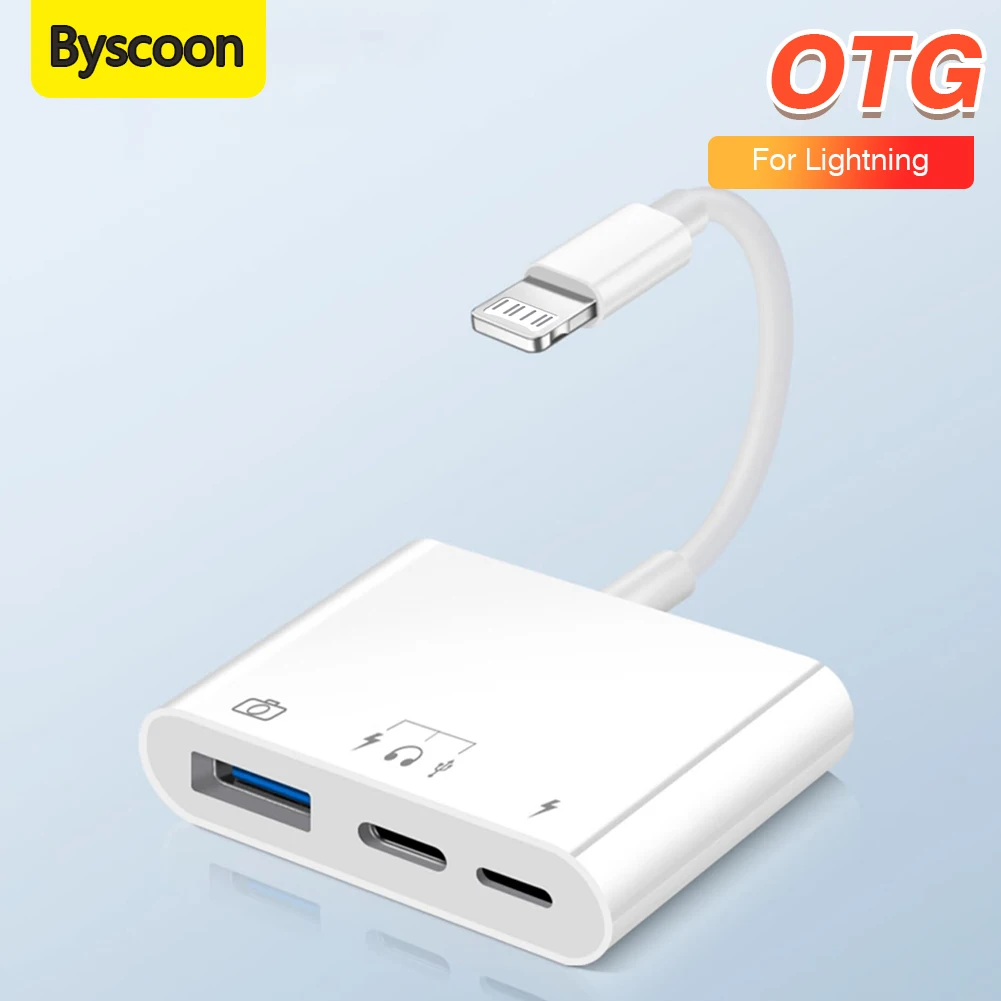 Byscoon 3 in 1 Lighting to Lighting/USB/Type C For iPhone 14 13 12 11 Pro XS Max XR Lighting to Type C Audio/data/charge Adapter