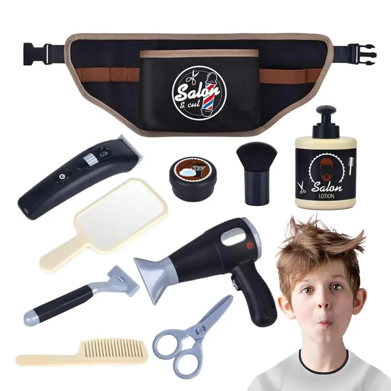 Kids Hair Styling Toys child Haircut Barber and Fashion Makeup Set Pretend Hair Salon Shaving Toy Set For Dress up Pretend Toys