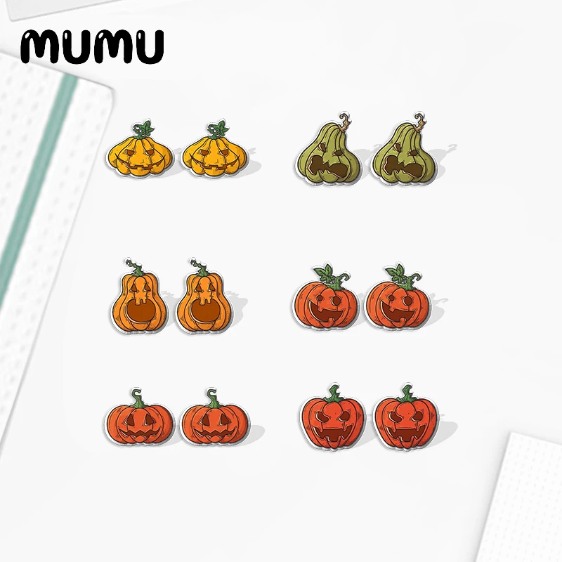 2022 New Halloween Pumpkin Acrylic Stud Earring Holiday Pumpkins Earrings Resin Epoxy Jewelry Gifts Friend