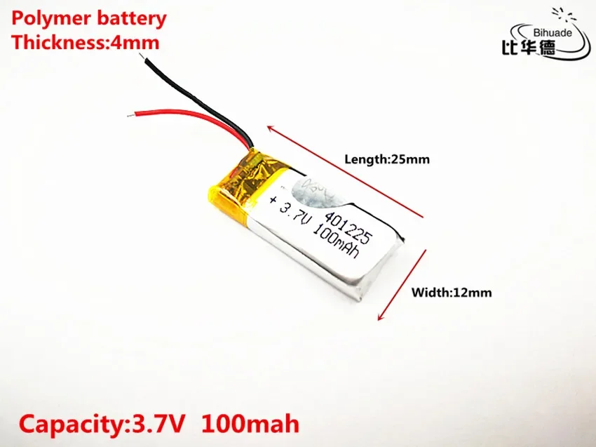 10pcs Liter energy battery Good Qulity 3.7V,100mAH,401225 Polymer lithium ion / Li-ion battery for TOY,POWER BANK,GPS,mp3,mp4