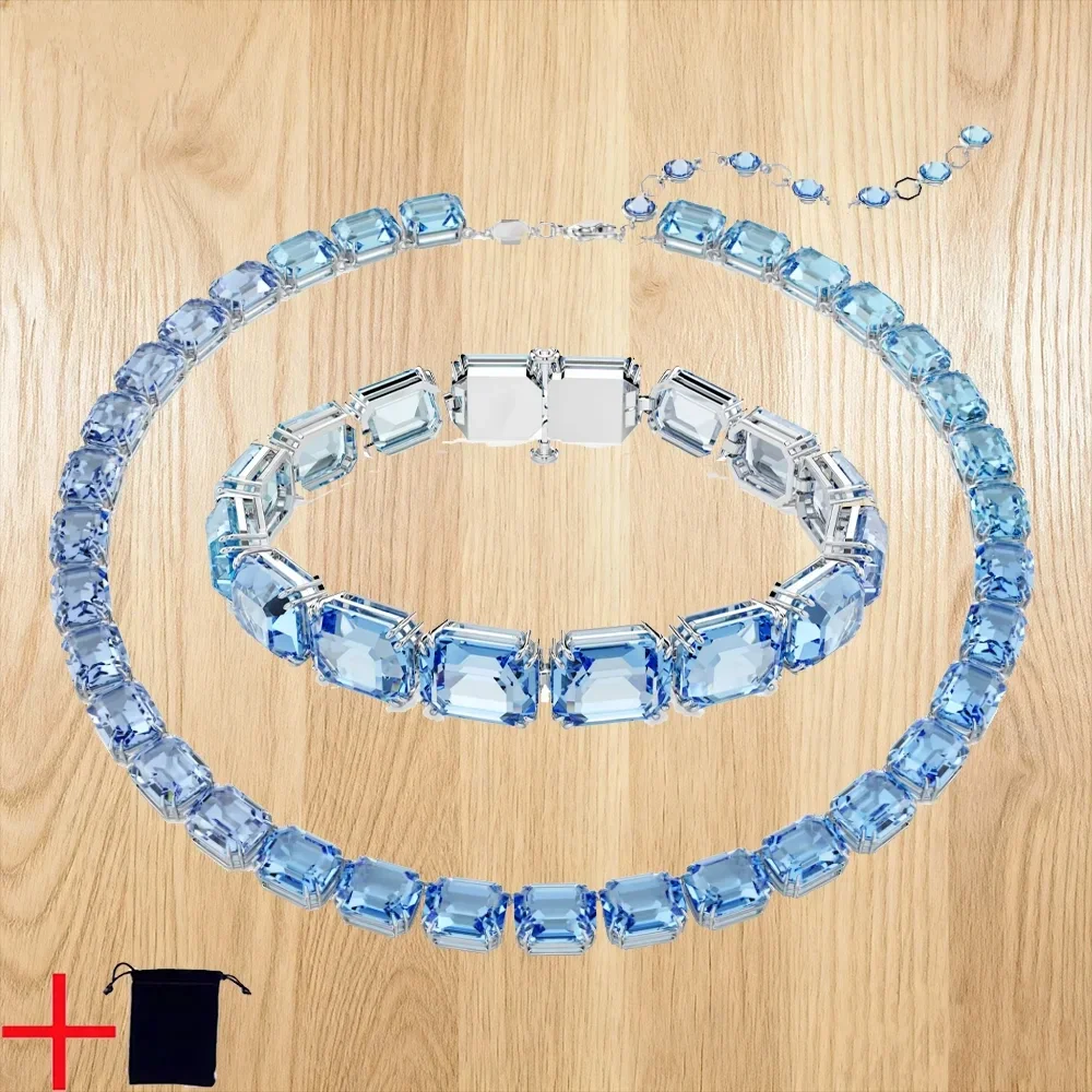 2026 YueC Octagonal Cut Sugar Necklace Bracelet Earring Set Daily Parties Workplace Commuting Versatile Holiday Gifts