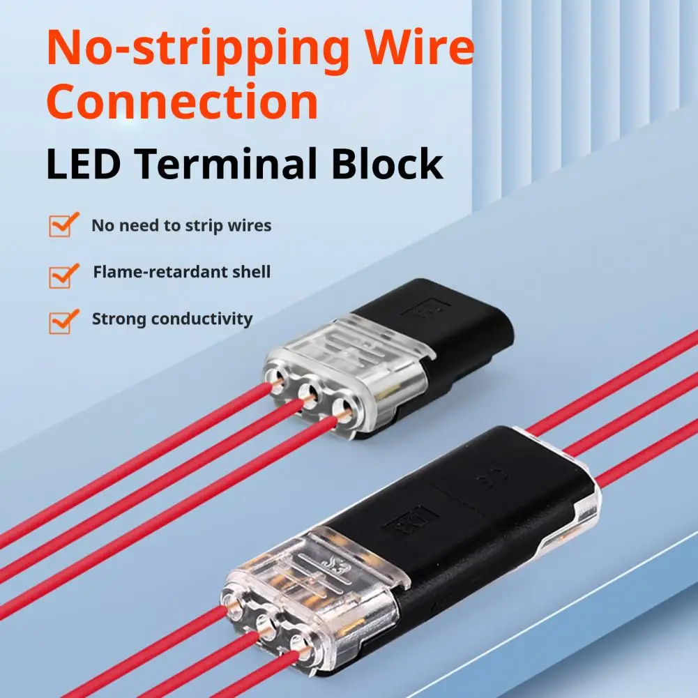 18-22 Awg Wire Connector 24/40pcs 3-pin Solderless Wire Connectors with Locking Mechanism Quick Rgb Led Strip Connectors