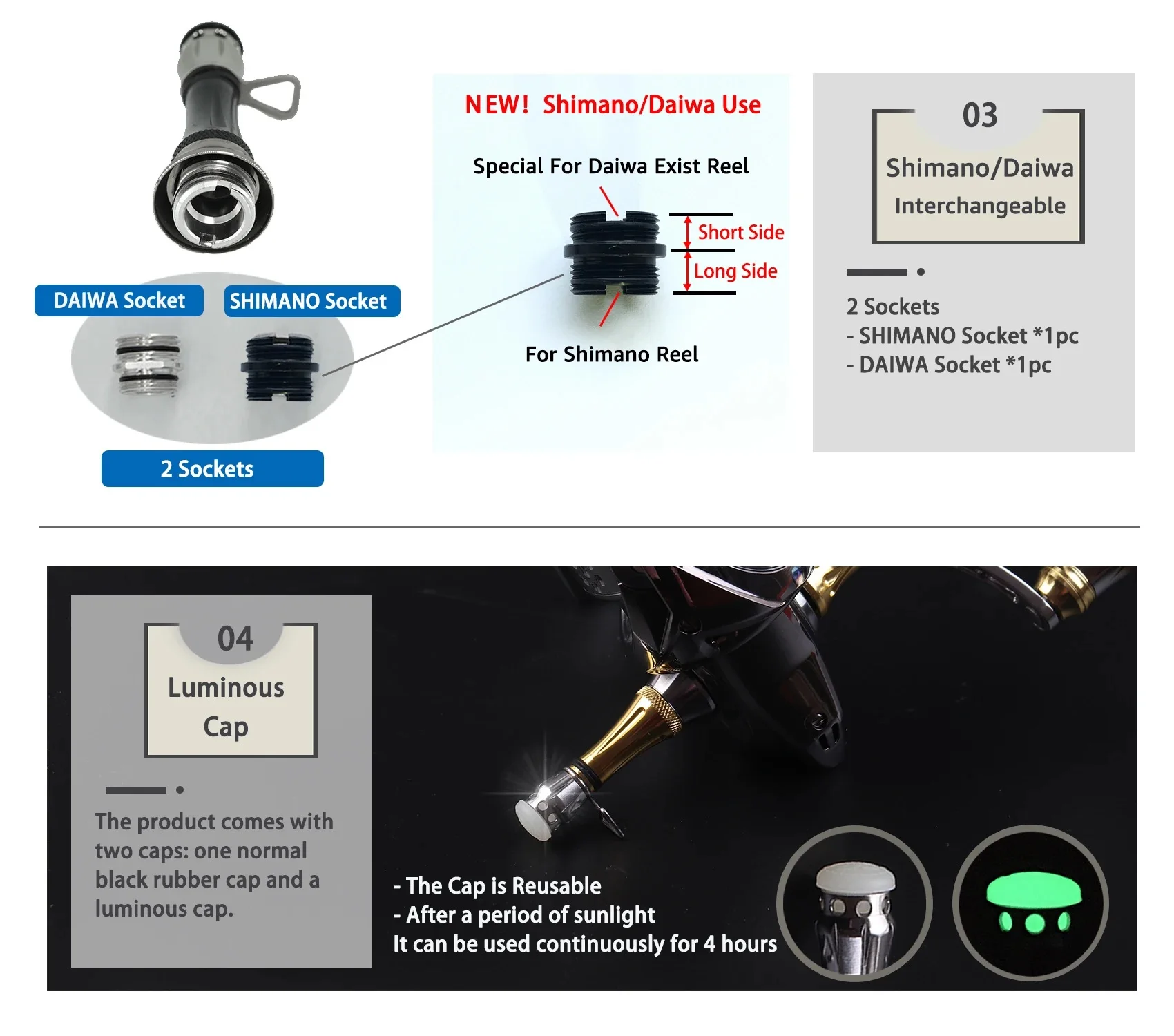 48mm Rollenst änder für Shimano Daiwa 2010-2018 Spinn rolle – Detail 4