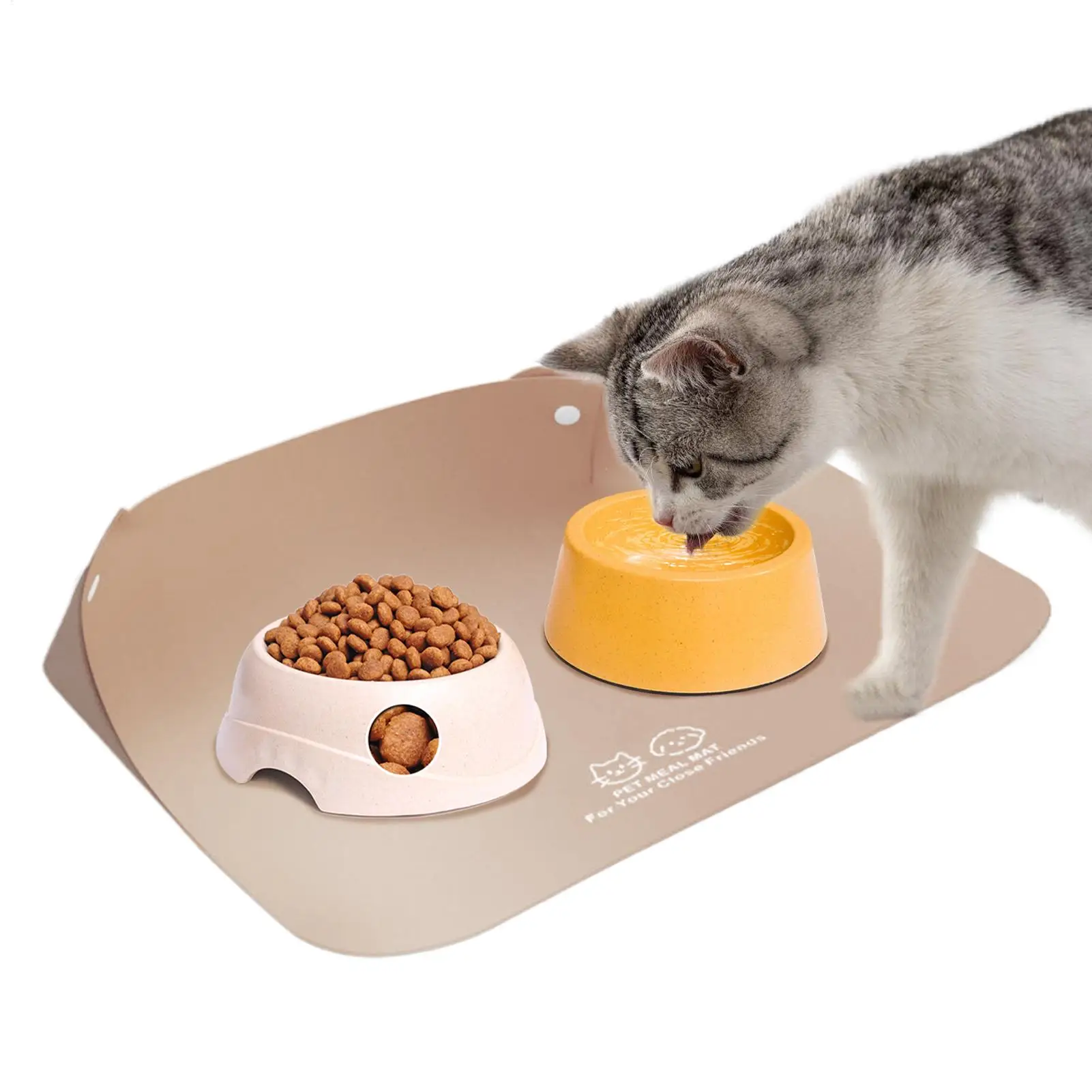 猫用給餌マット-大型-防水-滑り止め-水飲みボウル付き-ペット用給餌マット-犬猫用-家庭用-室内-リビングルーム-バルコニー用