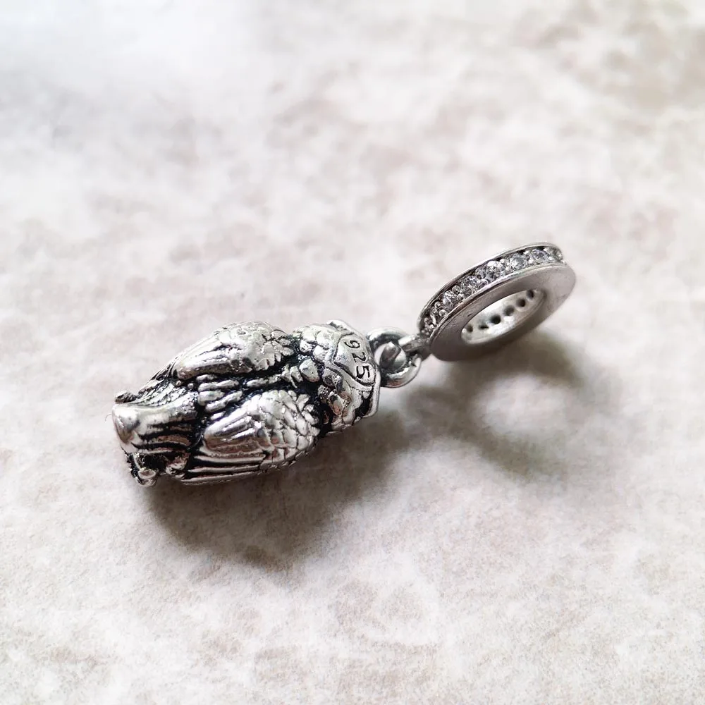 Elegant Owl Queen Charms Europe Fine Jewelry Women Gift In 925 Sterling Silver