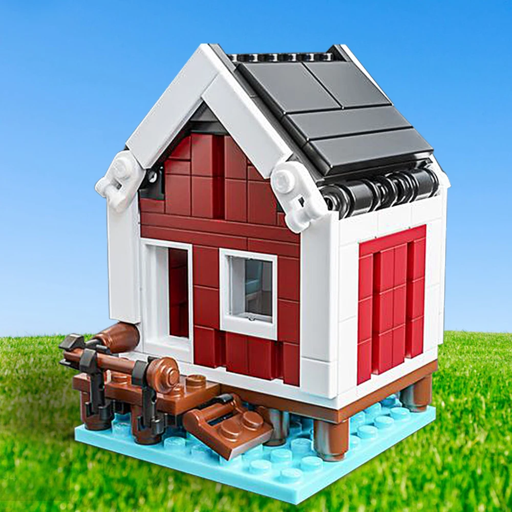 

Gobricks MOC Mini Rural Area Norwegians Cabin Rorbu Building Blocks House Architecture Bricks Village Toys Kids Birthday Gifts