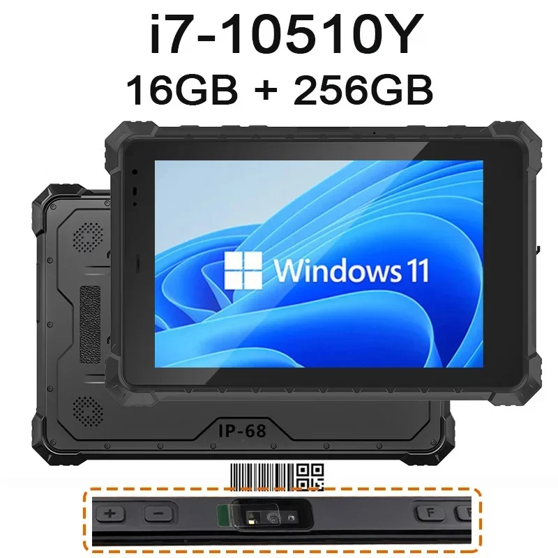 10-Inch Rugged Windows Tablet i7-10510Y 16GB+256GB RJ45 RS232 4G Lte HDMI Barcode Scanner IP68 Waterproof Industrial PC