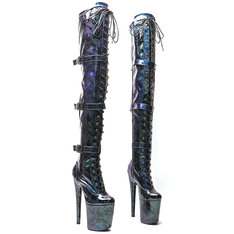 

Leecabe 20CM/8inches Snake Upper Gradient Color Sexy exotic young trend fashion boots High Heel platform Pole Dance boot