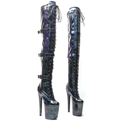 Leecabe  20CM/8inches Snake  Upper Gradient Color   Sexy exotic young trend fashion  boots High Heel   platform Pole Dance boot