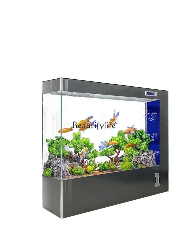 

FG17Ultra-white glass fish tank, living room, small household floor-to-ceiling large aquarium, entrance partition, no water chan
