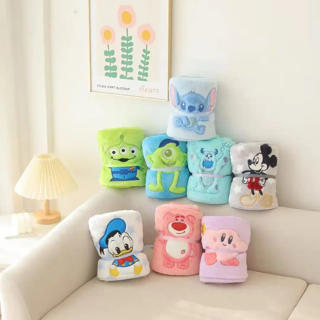 Disney Anime Stitch Blanket Kawaii Mickey Coral Wool Cartoon Donald Duck Noontime Snooze Air-conditioning Blanket Gifts