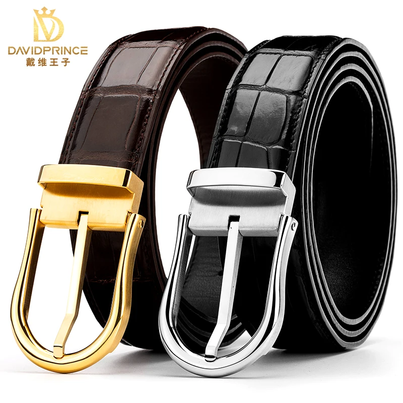 

Crocodile belt men's genuine leather needle buckle without splicing belly leather stainless steel buckle waist belt