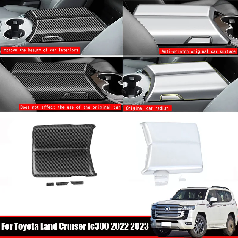 

For Toyota Land Cruiser 300 LC300 2022 2023 2024 ABS Car Center Console Armrest Storage Box Protector Panel Cover Sticker Trim