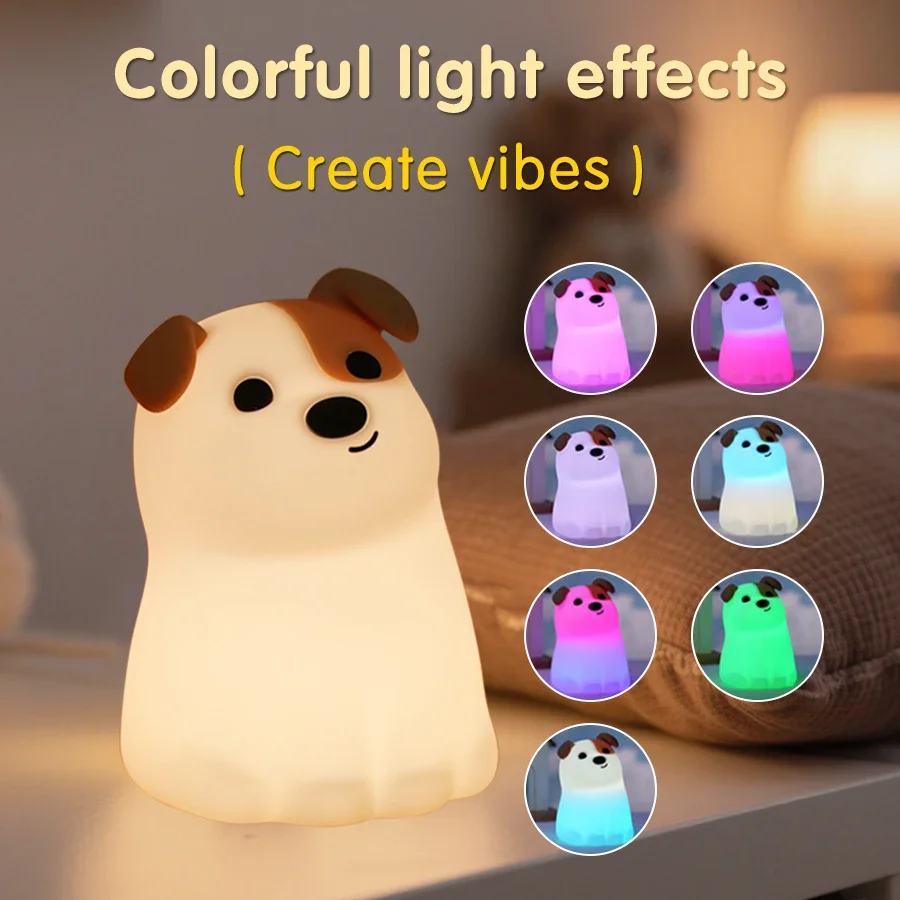 Nachtlicht Panda Elefant Hund Ente Niedliches Tier Silikon Nachtlampe Wiederaufladbar Kinder Geburtstagsgeschenke für Schlafzimmer Nachttisch Dekor
