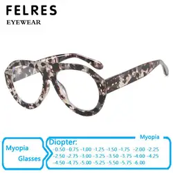 Oversized Pilot Myopia Glasses Vintage Brand Designer Clear Lens Women Ellipse Eyeglasses Anti Blue Light Prescription Glasses