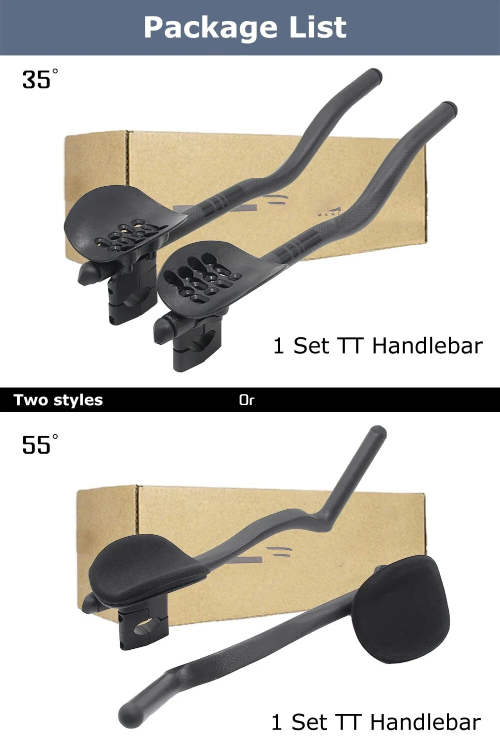 Road Bike Triathlon Time Trial For Aero Handlebar Extension TT Bar,35°/55° ,3K Full Carbon Bicycle Rest TT Bar Oval Clamp