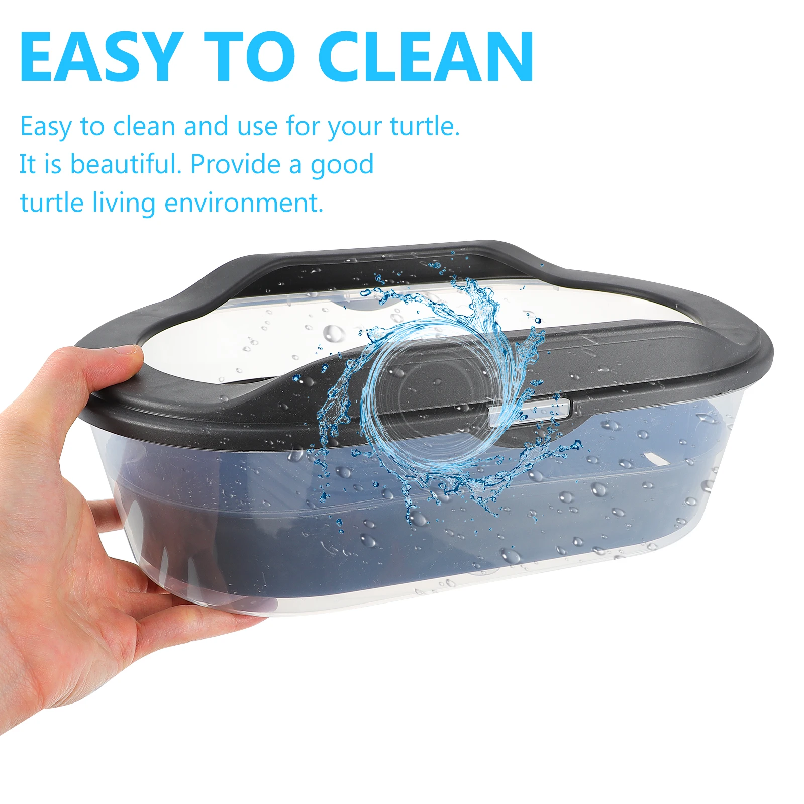 

Turtles Terrarium Reptile Habitat Tank Black Plastic Professional with Platform