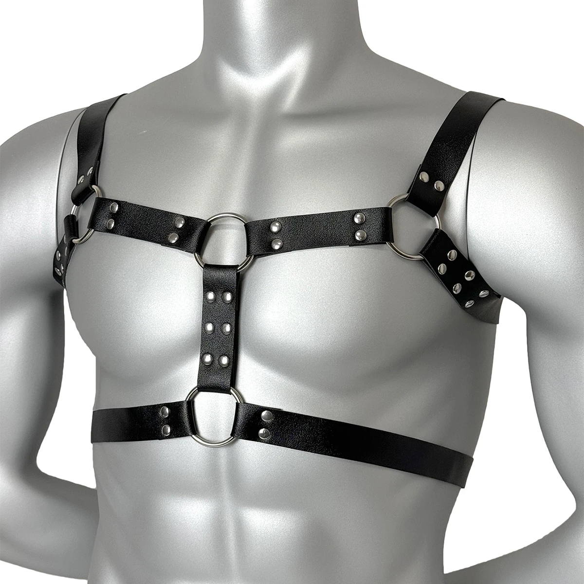 Male Leather Chest Harness Adjustable Lingerie Fetish Gay Clothing Accessories Body Bondage Goth Punk Club Cage Strap for Men