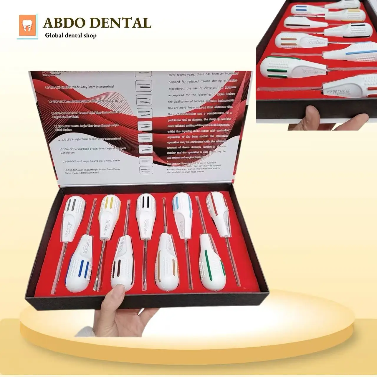 

Набор из 9 штук: Стоматологические хирургические инструменты из нержавеющей стали для удаления зубов, элеваторы для корней зубов, щипцы для малоинвазивной хирургии