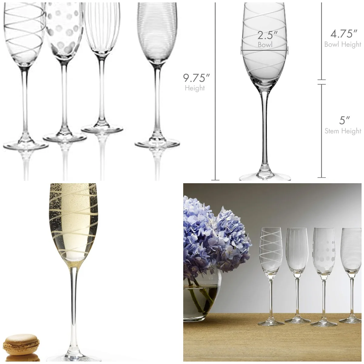 

Crystal Cheers Champagne Flutes, Set of 4, 8 fluid ounces