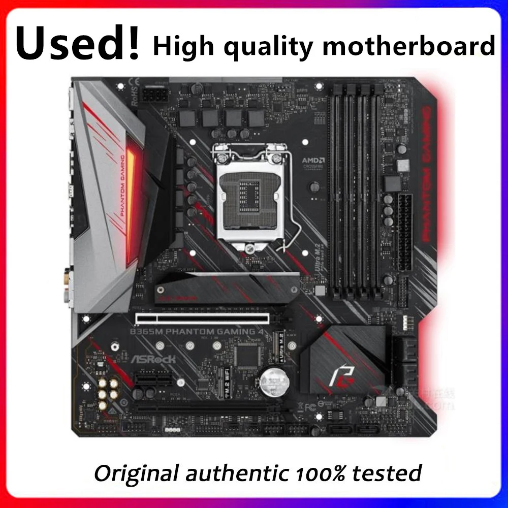 For ASROCK B365M Phantom Gaming 4 Original Used Desktop Intel B365 B365M DDR4 Motherboard LGA 1151  i7/i5/i3 USB3.0 SATA3