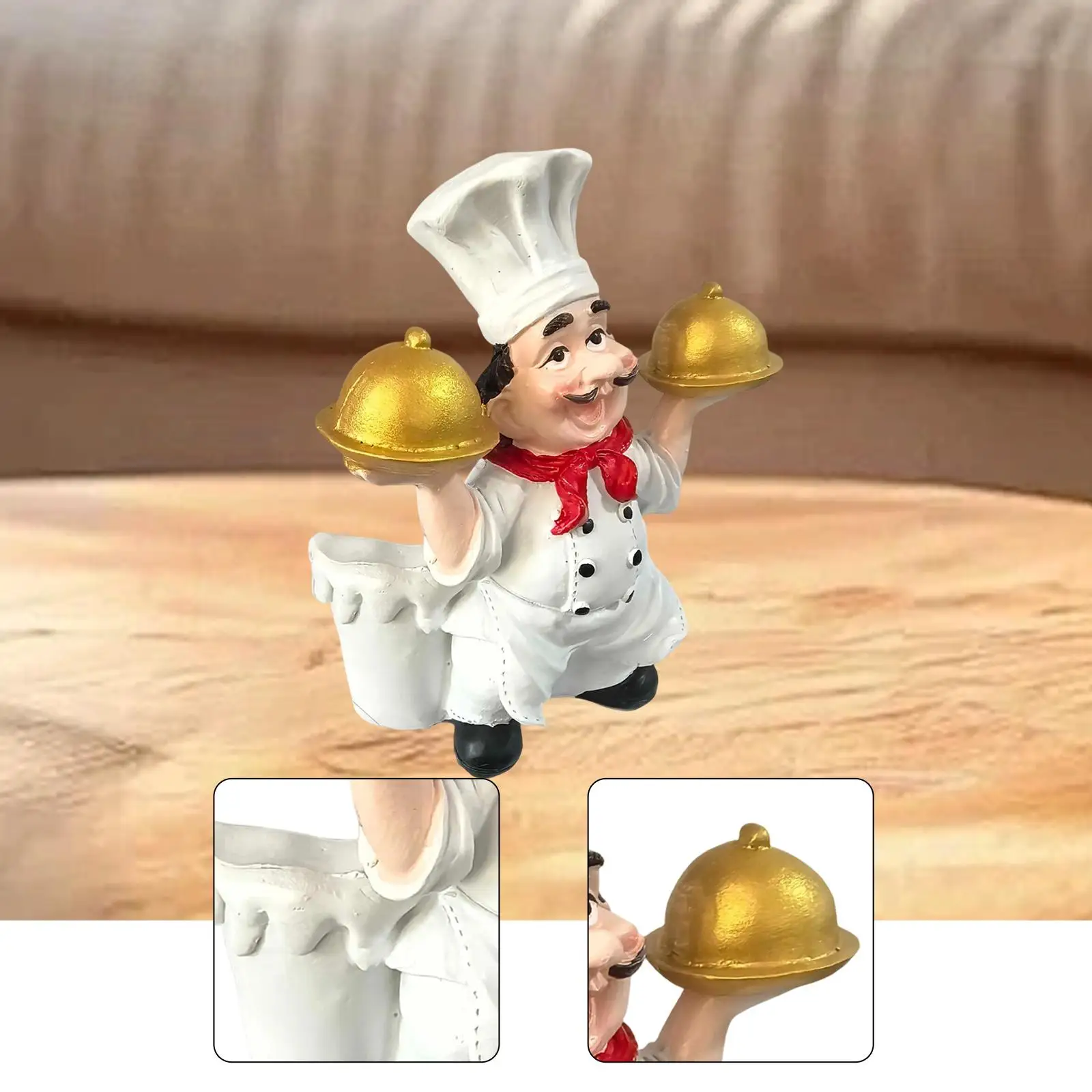 Portarrollos de Papel de Resina con Figura de Chef, Soporte de Servilletas Independiente para Decoración de Baño y Mesa de Cocina