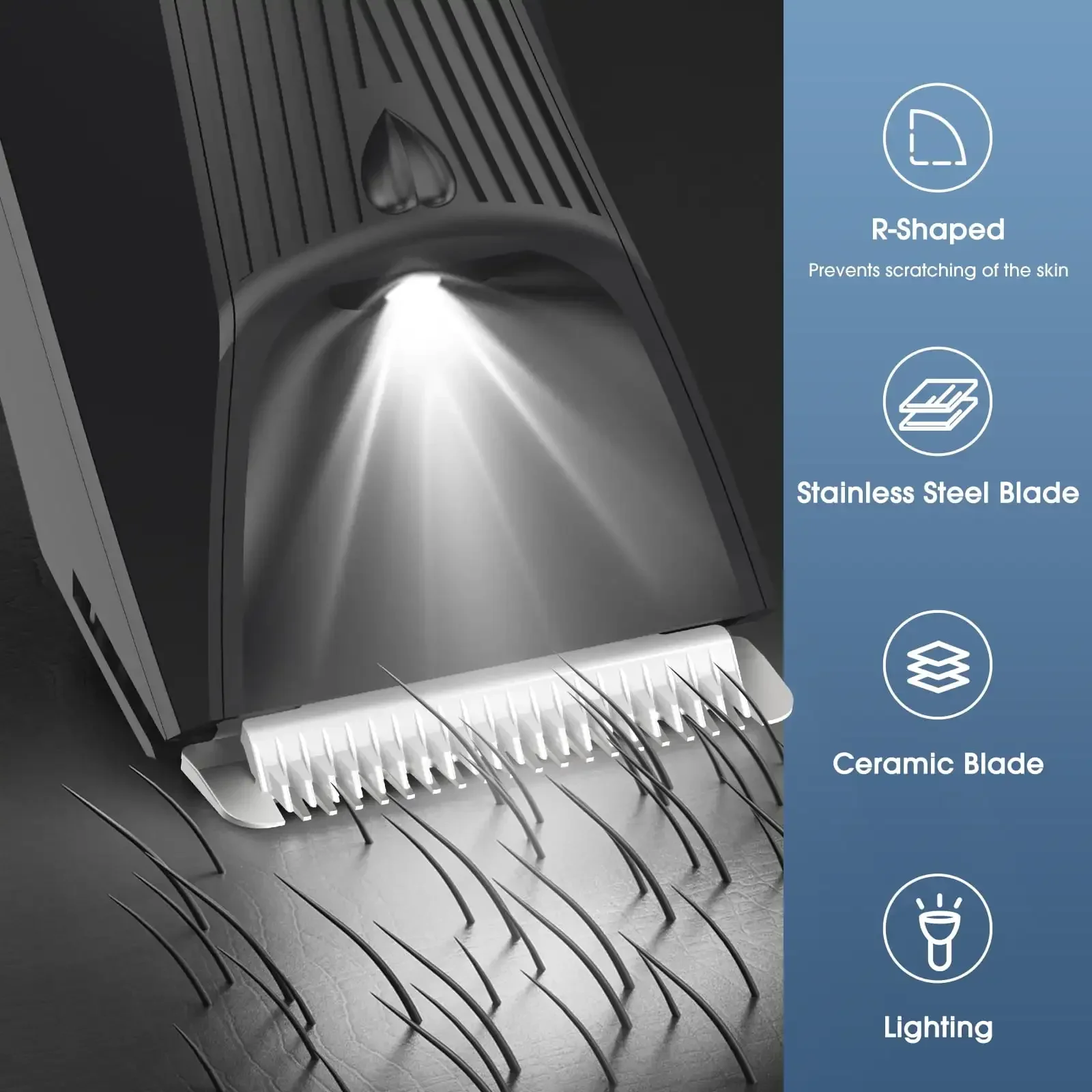 Body Hair Trimmer for Men with Ceramic Blade Wet Dry Mens Ball Trimmer with Standing Recharge Dock Groin Hair Trimmer for Men