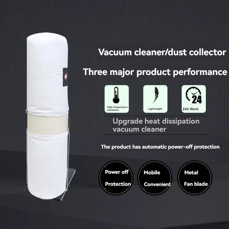 Aspirador de pó seco coletor de pó saco de pano duplo balde único coletor de poeira de oficina de baixo ruído para processamento de madeira