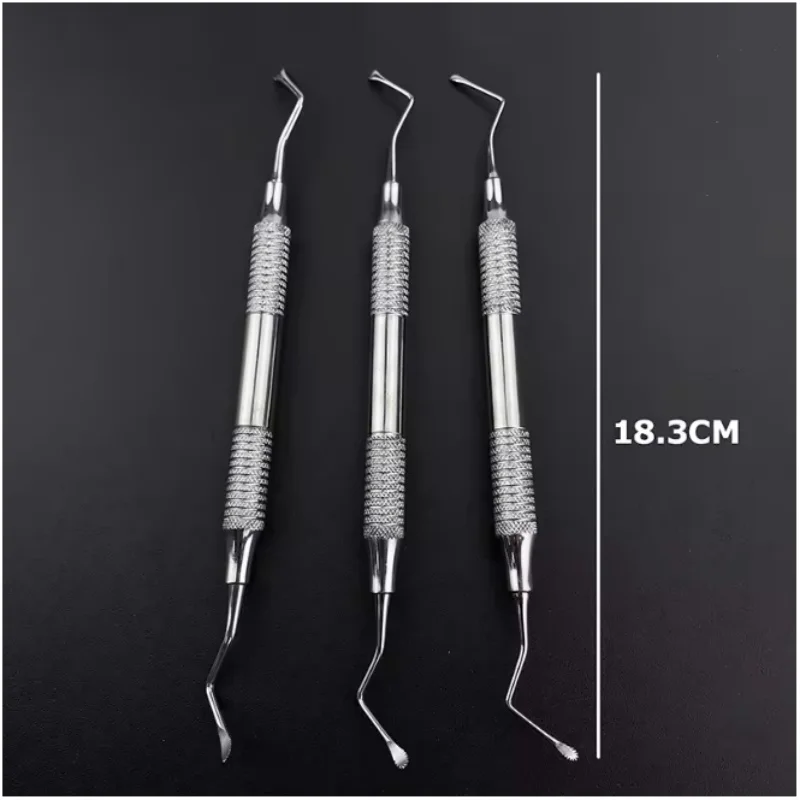 1Set Dental Curette Jagged Curettes Dentist Scaler Gracey Bone Curette Implant Tools 3Pcs view 3
