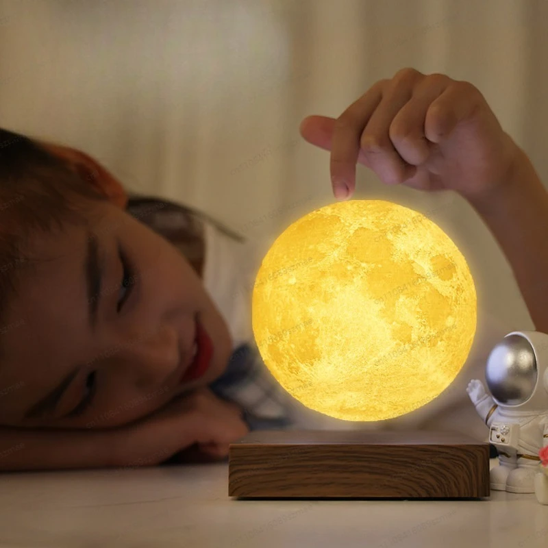Levitating Moon Night Light Romantic Atmospheric Desktop Ornament, Home Bedroom Office Xmas Valentine Birthday Gift for Kids
