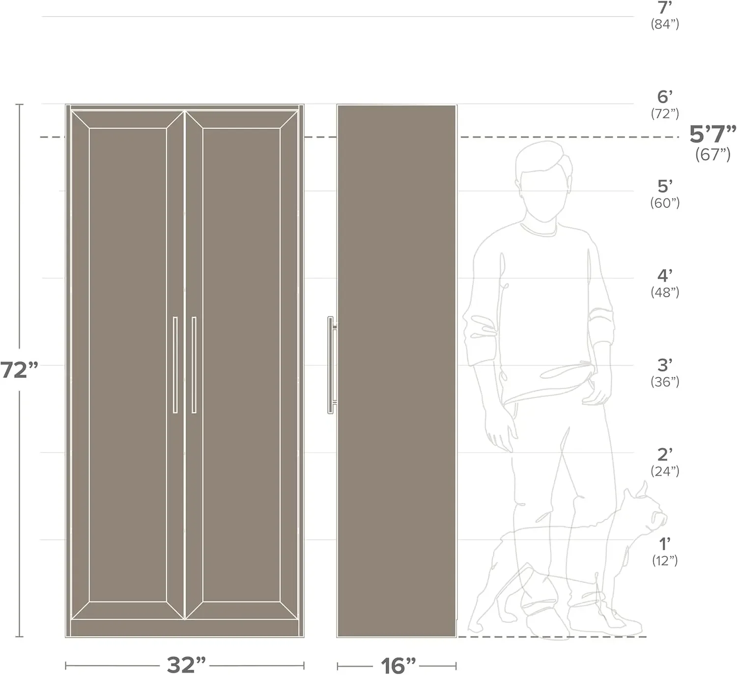 Elite Premium Black Pantry Cabinet, Home Doors, Banheiro Storage, 5 Prateleiras, 16 "D x 32" W x 72 "H