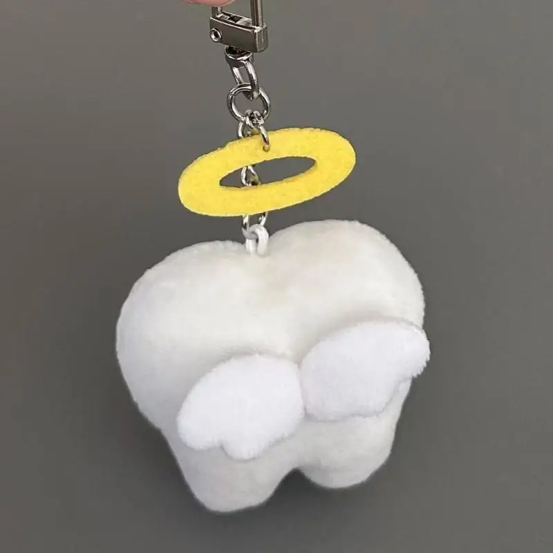 [JT] 1 Pezzo Portachiavi Peluche Ali di Dente, 1 Pezzo Ciondolo Creativo Carino Kawaii a Forma di Cartone Animato per Decorazione Zaino Borsa, Accessori Regalo