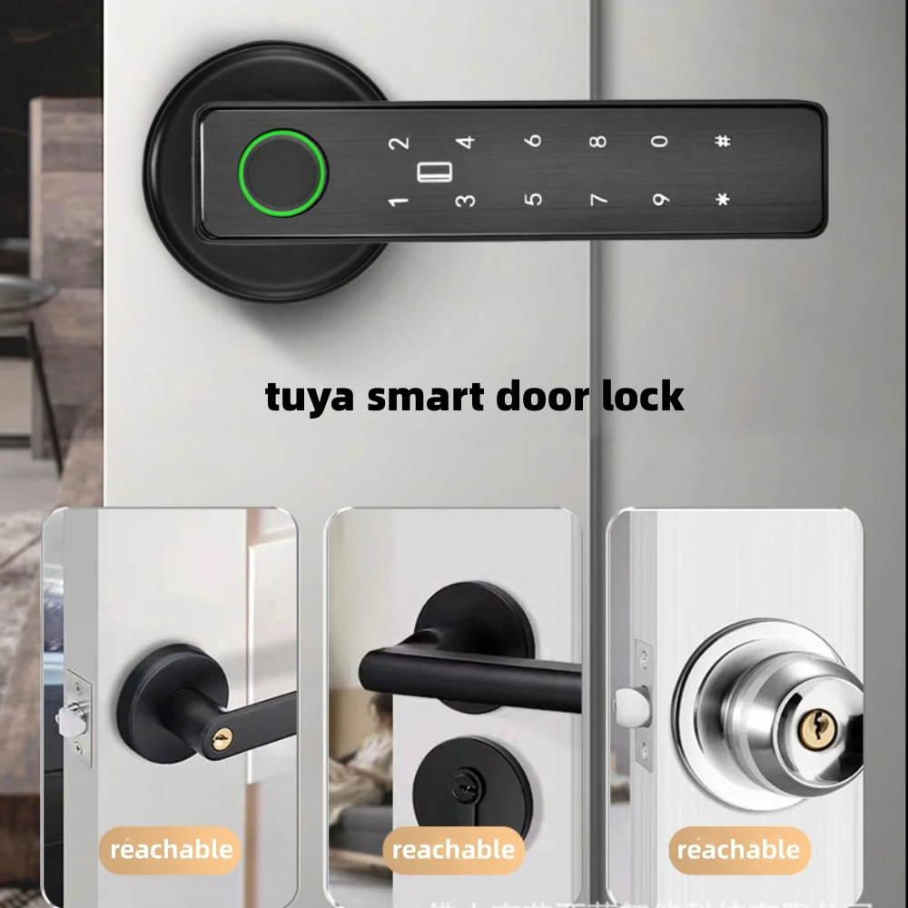 Imagem -03 - Tuya Biométrico Fingerprint Fechadura da Porta Inteligente Fechadura Digital Eletrônico Senha Fingerprint Maçaneta de Segurança Keyless Segurança Home