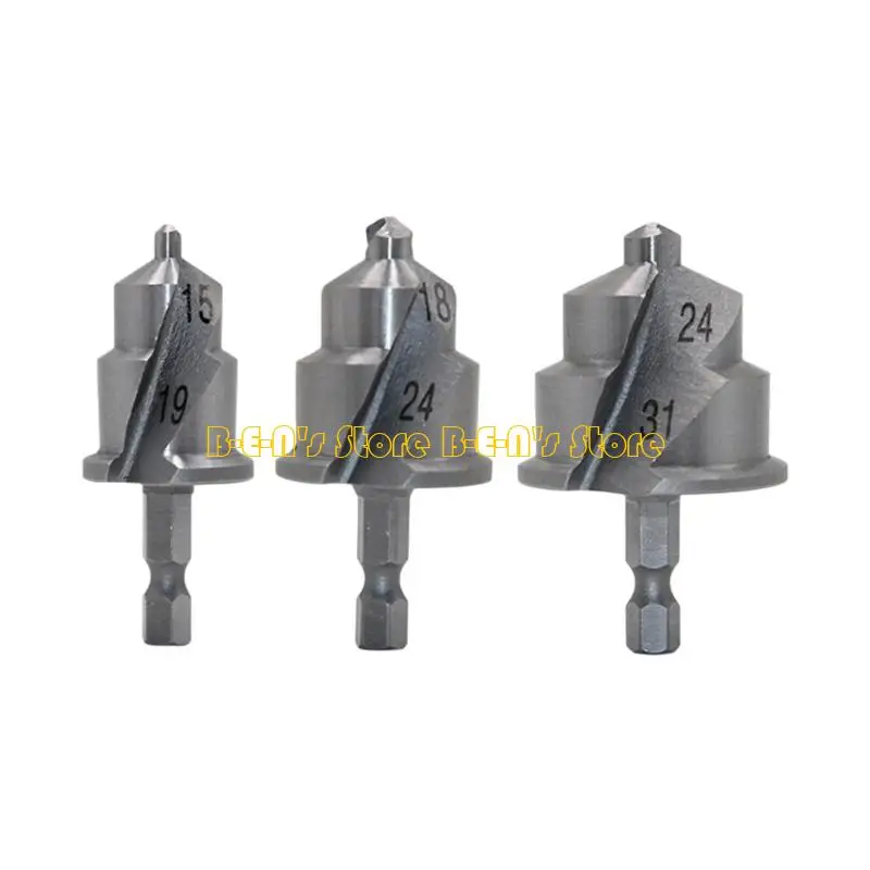 Y1AD Accuracy Guided Helical Drill Bit Set 3 Pieces Shank for Accurate Water Pipe Drilling 15~31mm HSS Countersink Bit