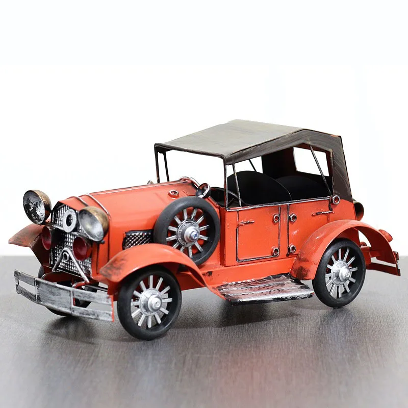 Retro Wrought Iron Car Classic Car Motorcycle Simulation Model Ornaments Desktop TV Cabinet Wine Cabinet Decoration Crafts