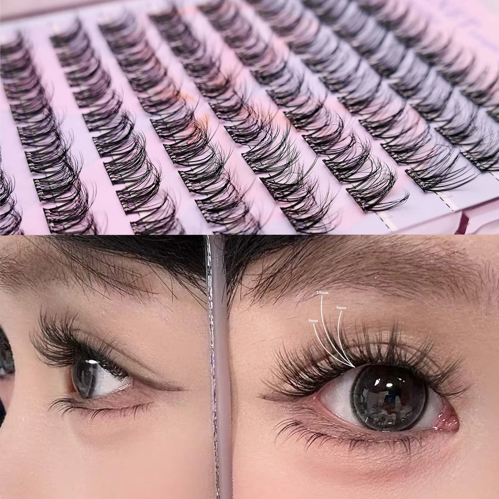 DIY Fashion Lash Extensions Lijmvrij Koreaanse Stijl Meisje Groep lash Gesegmenteerde Natuurlijke Lange Valse Wimper Zelfklevende Wimpers