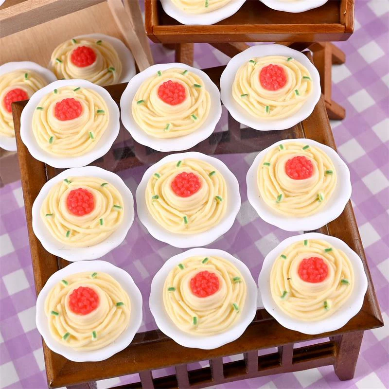 Ornamentos criativos de macarrão em miniatura - Saco de 10 unidades - Conjunto de brinquedos para casa de bonecas - Decoração de micro paisagens