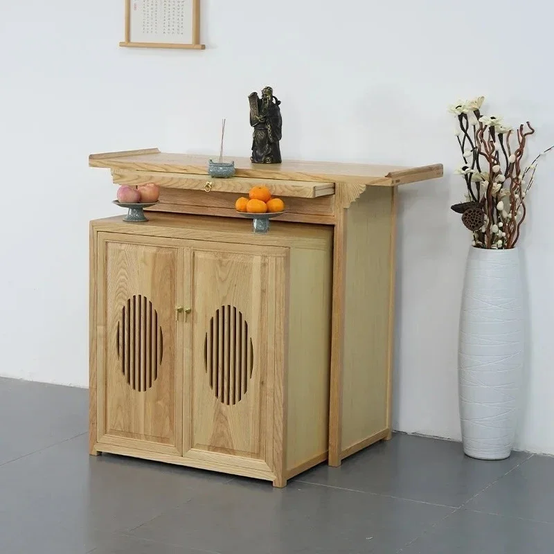 A16 Solid Wood Altar Buddha Shrine Buddha Table Incense Burner Table Buddha Cabinet New Chinese Style Worship Cabinet
