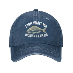 Hat Women Want Me Fishes Fear Me Hat for Women Baseball Cap Graphic Cap