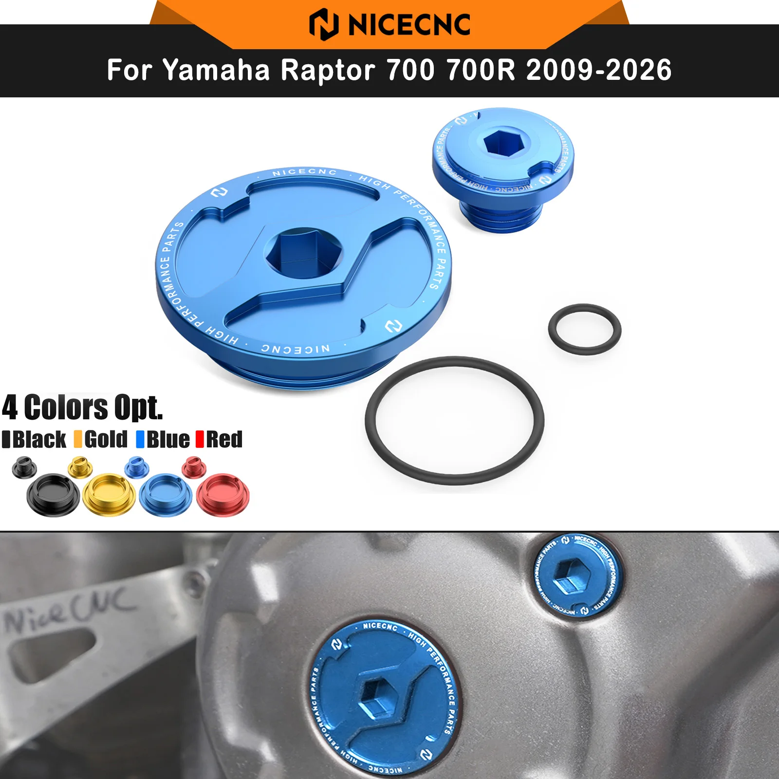 

NICECNC For YFZ450R 2009-2024 ATV Engine Cover Cap Plug Kit For Yamaha Raptor 700 700R YFM YFZ450X YZ WR 250F 250FX 450F 450FX