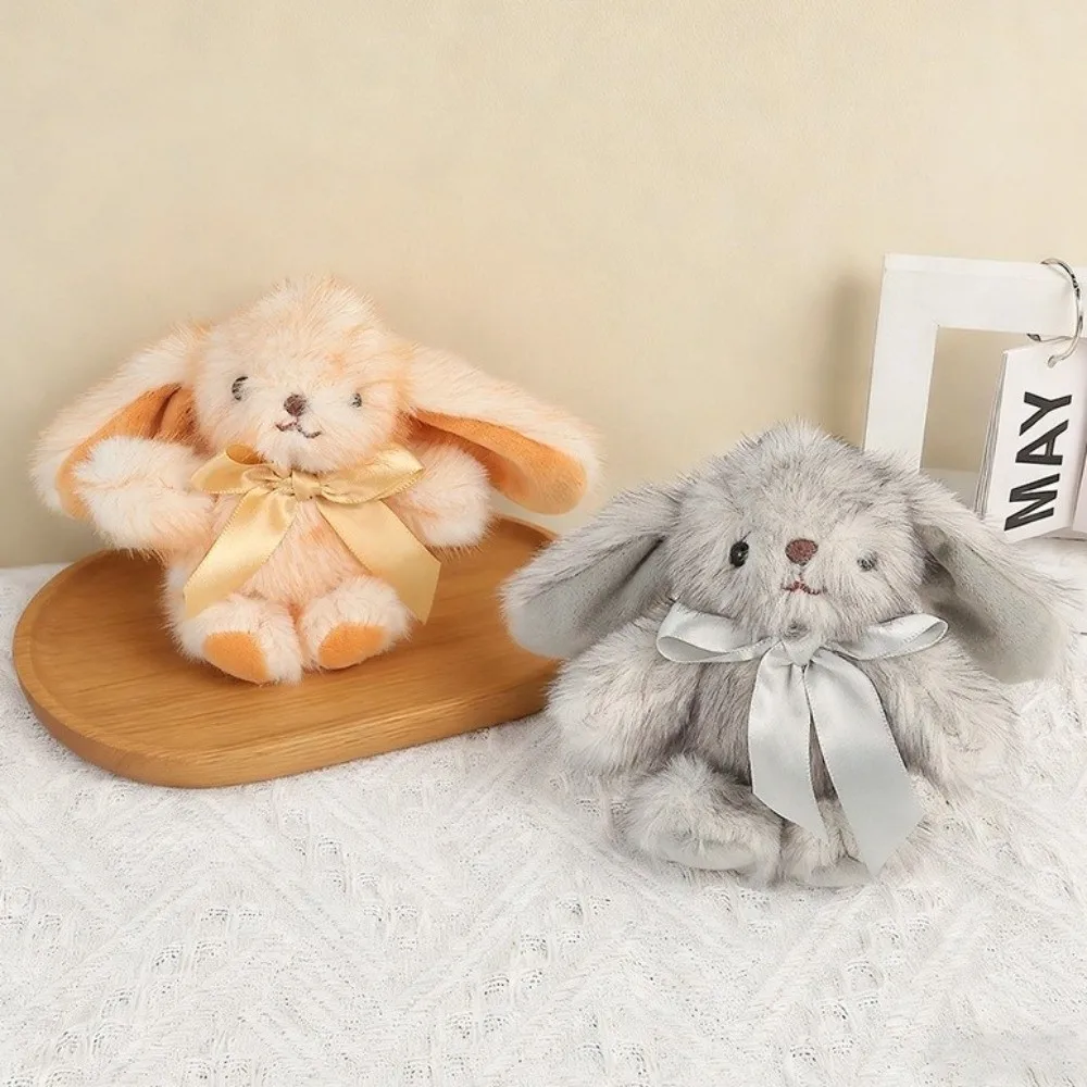 Kawaii Cute Cartoon Rabbit Keychain Pompom Decoration Easter Bunny Key Ring Fur Colorful Animal Bag Charm