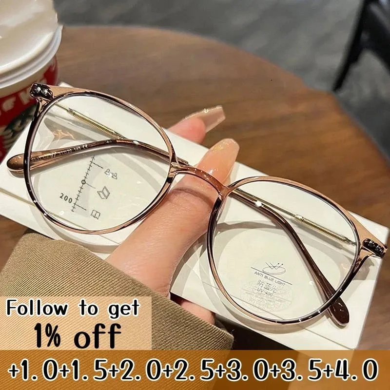 

Men Women Luxury Multifocal Reading Glasses New Fashion Blue Light Blocking Eyeglasses Near Far Presbyopia Prescription Eyewear