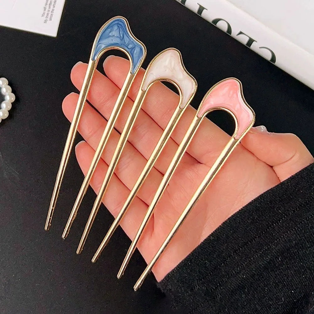 Simple U Shape Hair Clips Pins for Women Girls Hair Sticks Bride Hair Styling Accessories Gold Color Metal Hairpins Barrettes