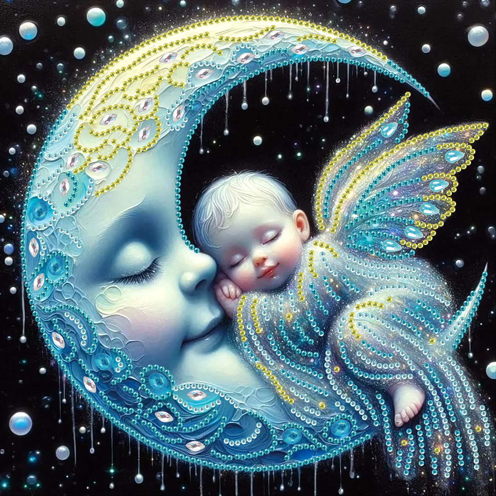 Moon Special Shape Diamond Art Painting Kit for Adult Beginner,Crystal Diamond SpecialShape Kit for Home Wall DecorationGift