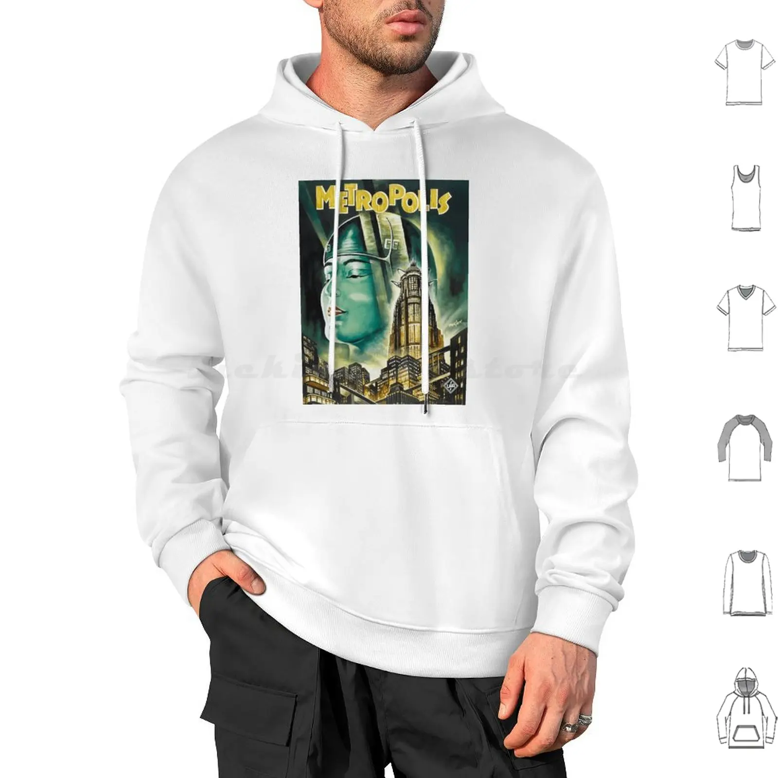 Fritz Lang's Metropolis 1927 Sci Fiction Drama Film Wall Art Hoodies Long Sleeve Vintage Retro Old Wall Art Nouveau Art