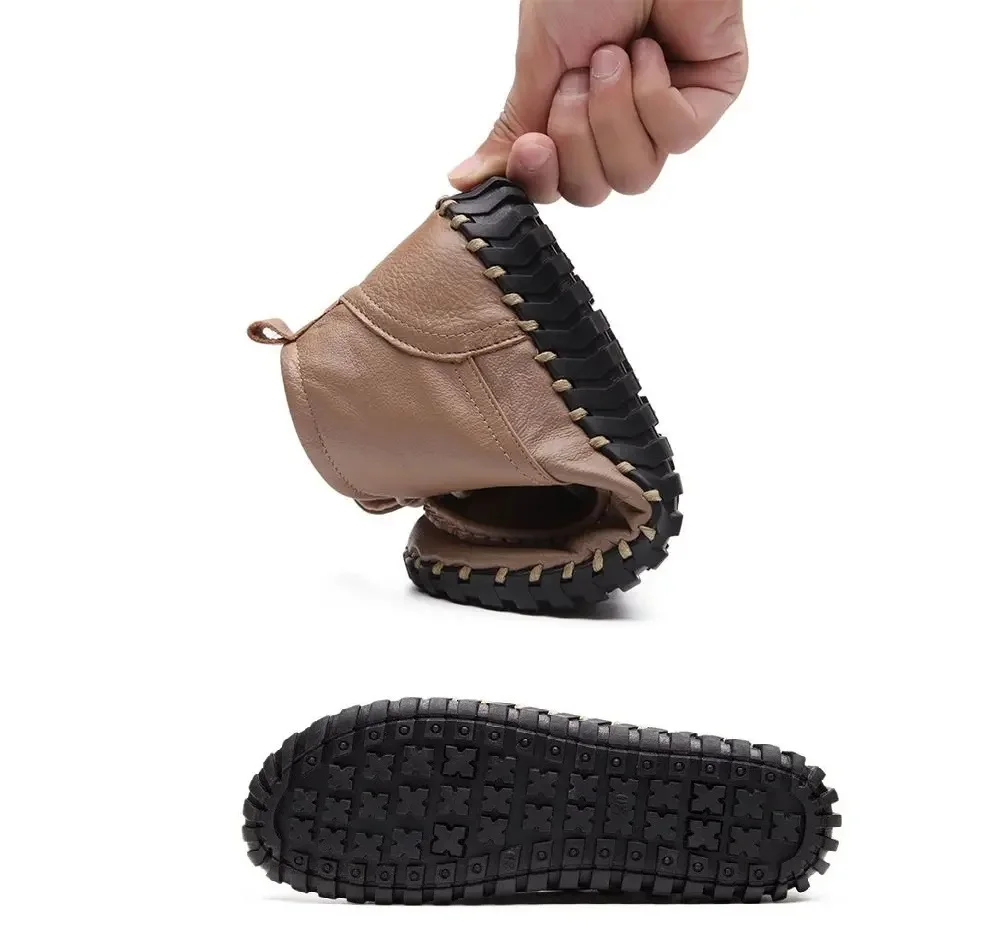 Giày Da Thật Nữ Thu Đông Phối Ren Giày Oxford Size Lớn 42 Người Phụ Nữ Mùa Đông Bộ Lông Ngắn Boot Nữ Chống Thấm Nước mắt Cá Chân Giày