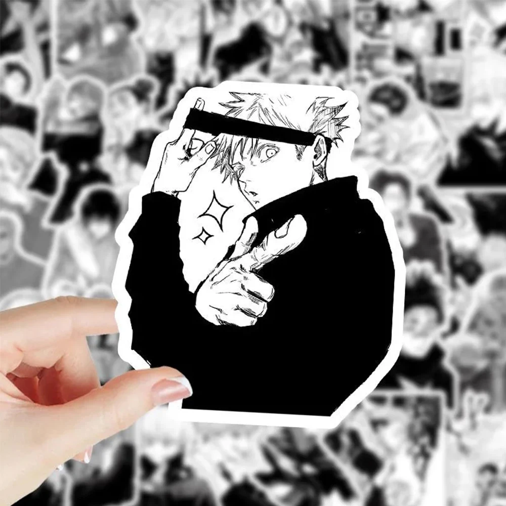 10/30/50/100pcs Anime Jujutsu Kaisen adesivi per cartoni animati Cool Black White Graffiti decalcomanie telefono Skataboard adesivo per bagagli