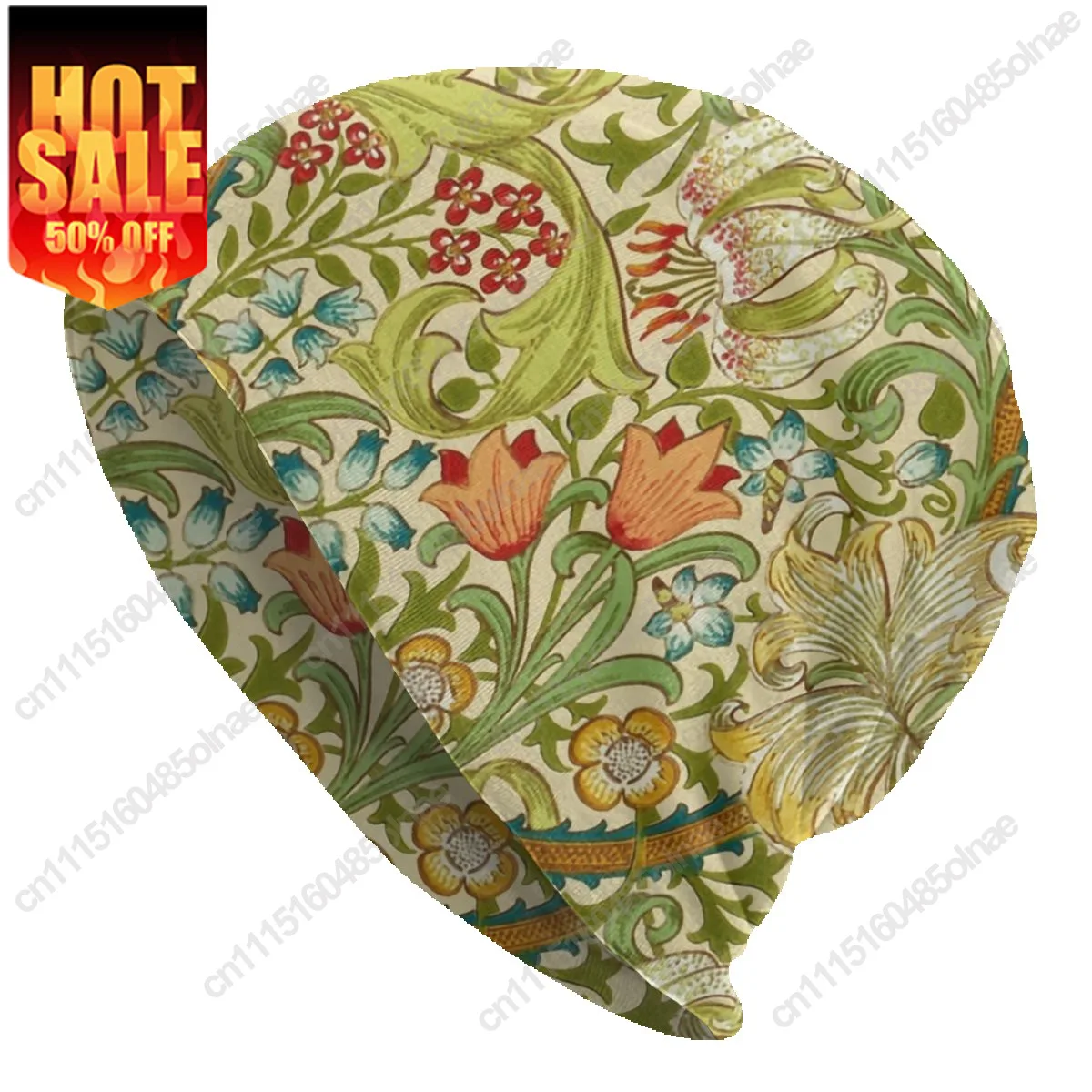 Custom William Morris Golden  Lily-Fashion Floral Print Beanies Caps Unisex Street Winter Warm Knitted Hat Adult Bonnet Hats