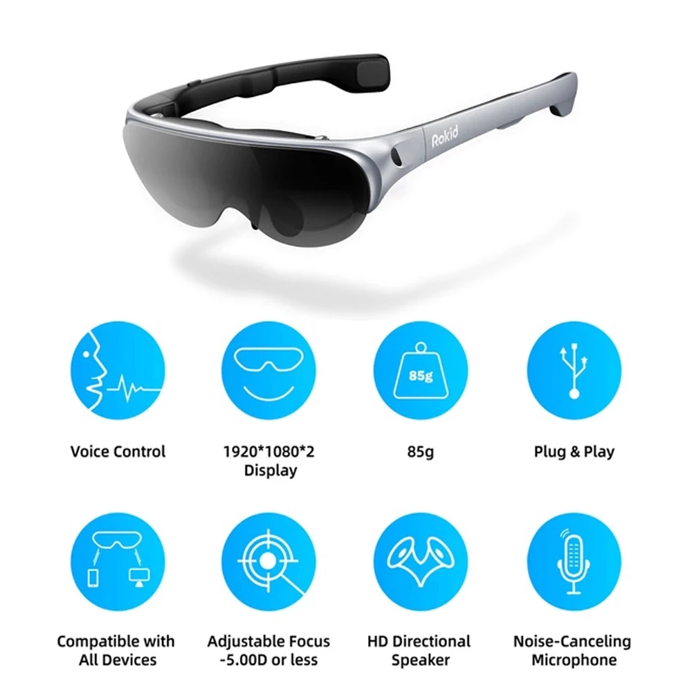 Rokid Air AR Smart Glasses 120 Screen with 1080P OLED Foldable Portable Home Game Viewing Device